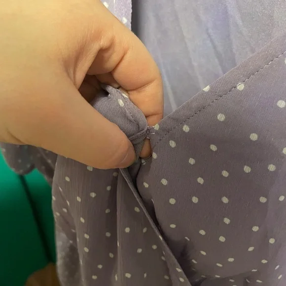 Lavender Polka Dot Peplum Top - Picture 2 of 6